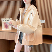 春秋季 慵懒风渐变色开衫 韩版 大码 外套 宽松薄款 早秋风衣女2026新款