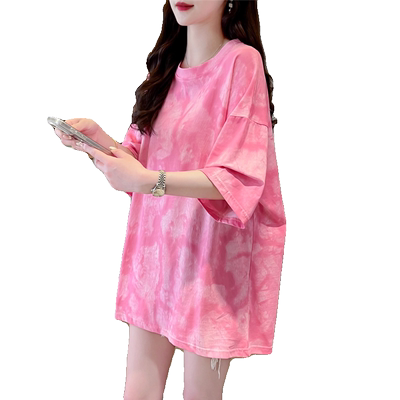 短袖t恤女大码女装薄款中长款