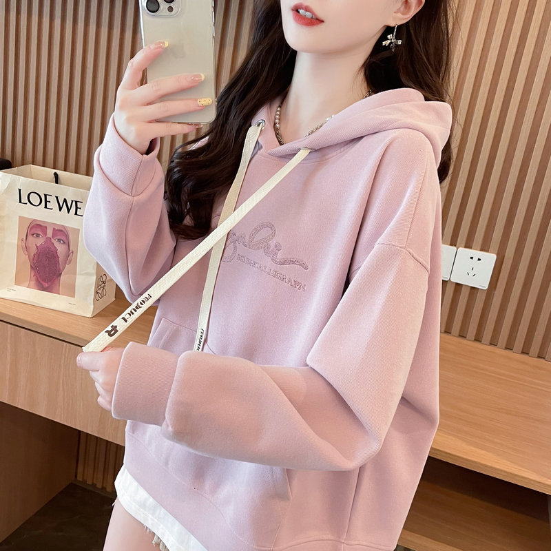 薄款宽松慵懒风假两件卫衣女