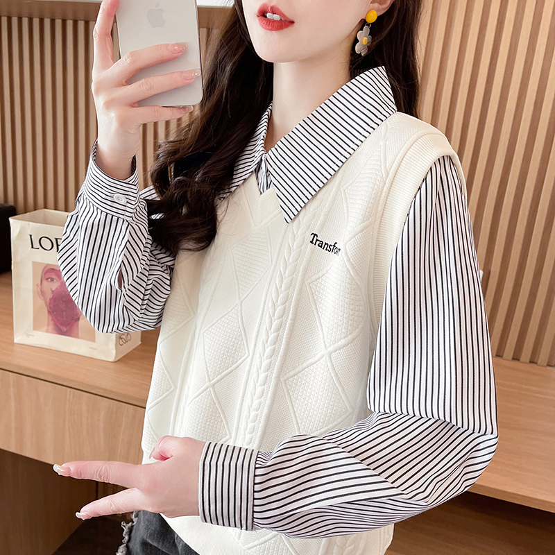 衬衫领卫衣女春秋薄款宽松