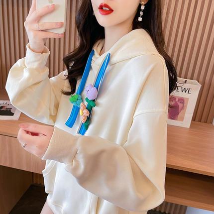 早秋连帽卫衣女春秋季韩版宽松大码薄款设计感小众初秋小个子外套