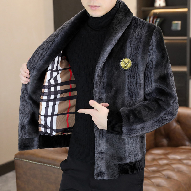 겨울 골드 밍크 모피 재킷 남자의 새로운 패션 브랜드 캐주얼 면화 두꺼운 재킷 잘 생긴 하이 엔드 모피 칼라