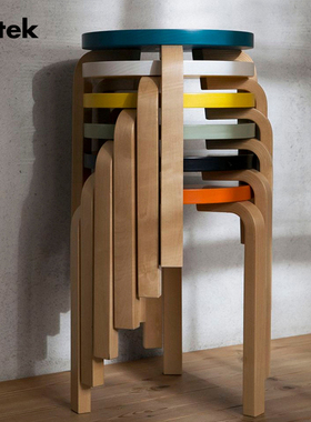 E2全球购正品|芬兰ARTEK Stool60圆凳 经典北欧简约现代桦木矮凳