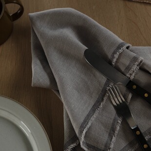 正品 Departo纯亚麻餐垫两件套纽约自然风YABU设计感餐巾北欧风