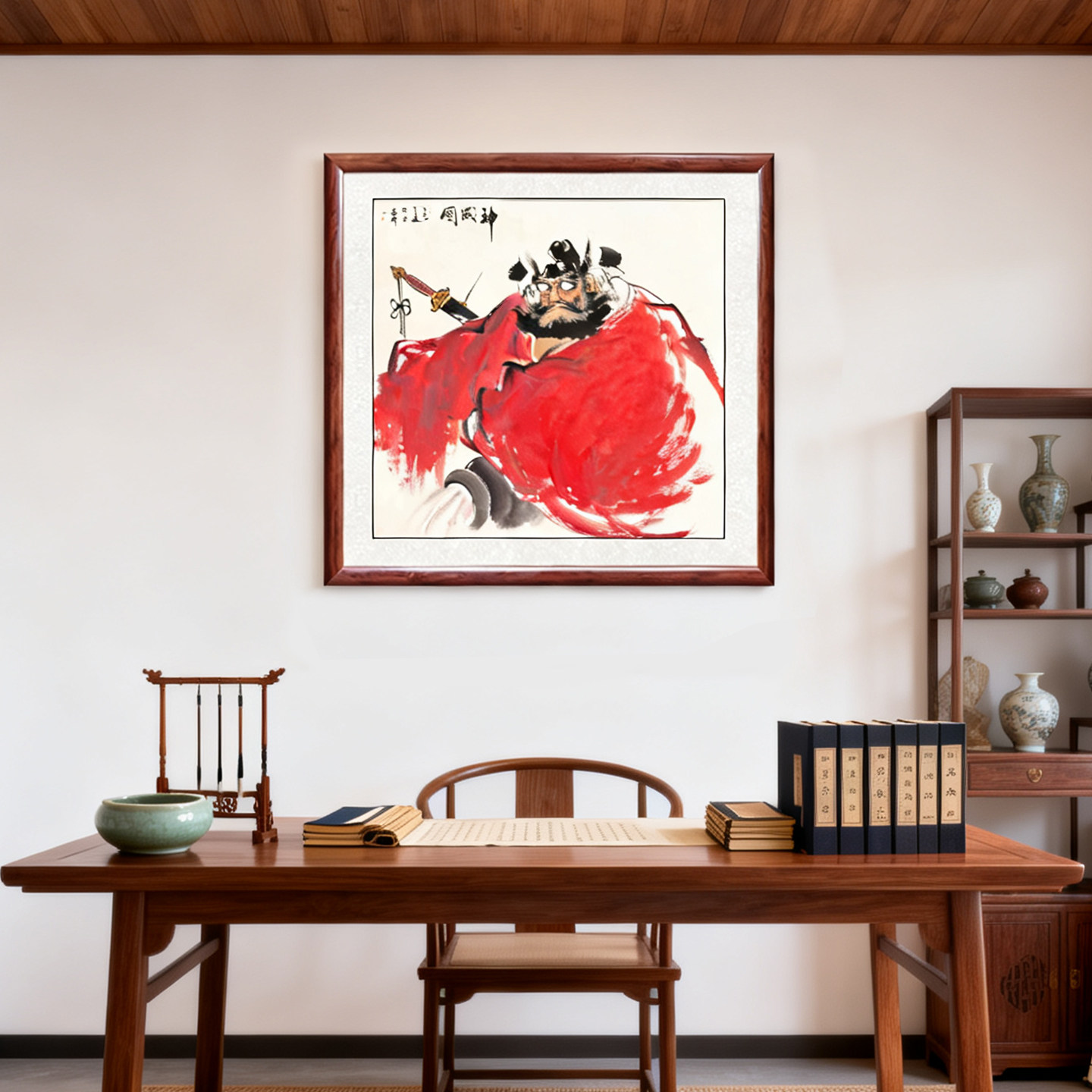 钟馗神威图招财挂画客厅壁画玄关装饰画平安赐福家用带框成品定制
