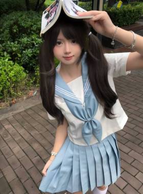 原创正版水蓝白三本短袖jk制服裙日系学院风校供短袖基础款水手服