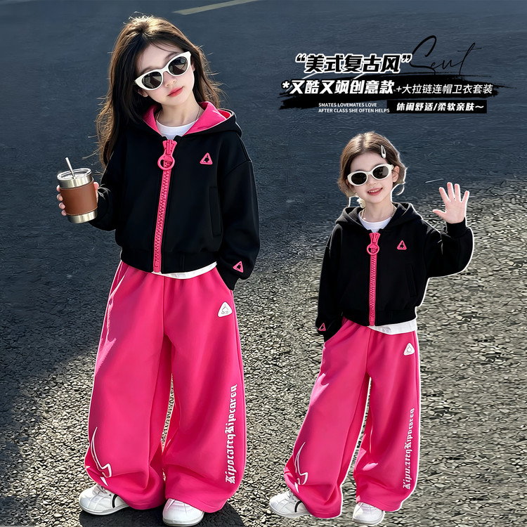 女款儿童衣服大童女装时髦套装洋气女童秋季2026新款韩系穿搭秋装