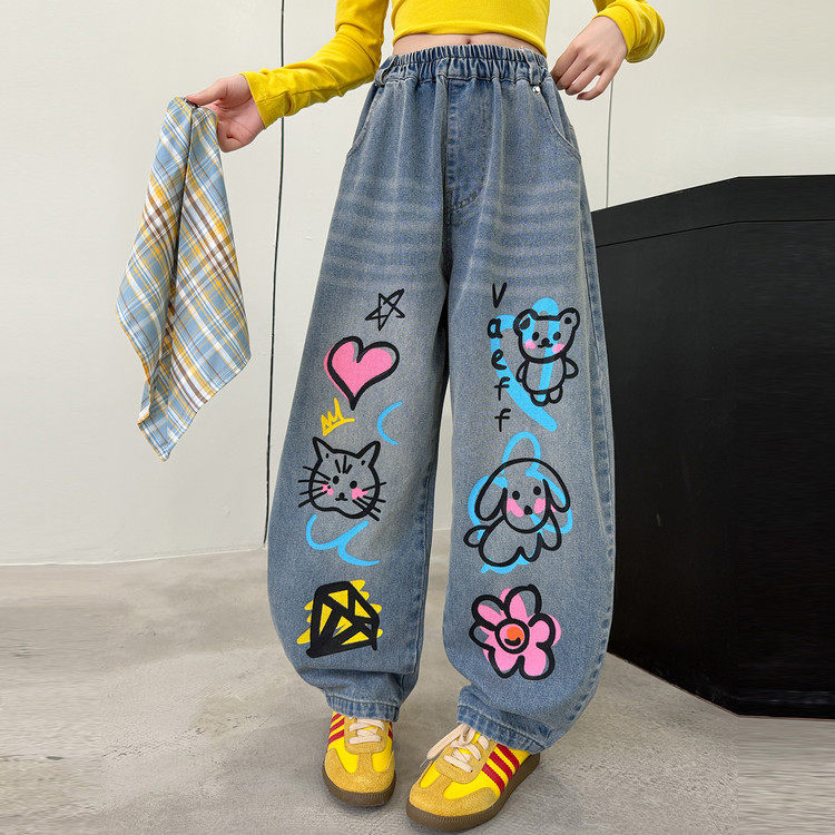 女童春装2026年新款休闲洋气女大童打底衫牛仔裤春秋套装潮装12岁