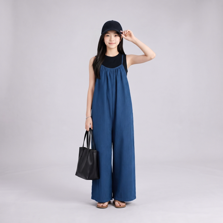 女童背带裤套装夏季2026新款背心儿童洋气薄款夏天吊带裤大童无袖图片