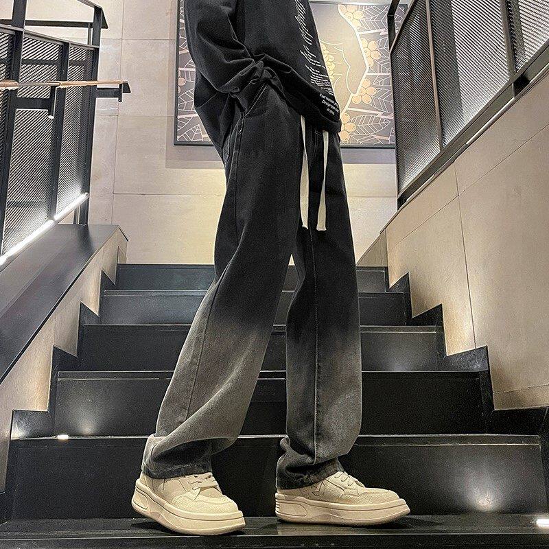 夏天渐变牛仔裤男款夏季薄款2026新款美式宽松直筒百搭休闲长裤子