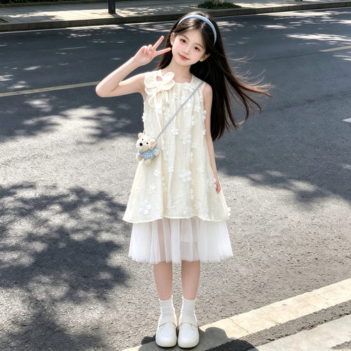 女童吊带连衣裙夏季2026新款儿童洋气网纱裙小女孩夏装公主裙子潮