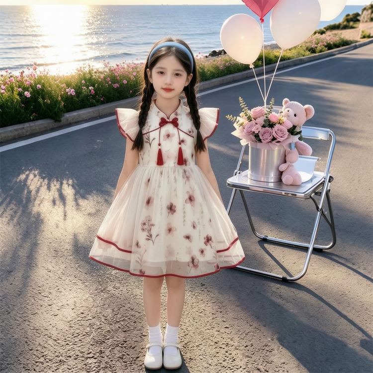 女童新中式连衣裙夏款2026新款儿童古装旗袍裙夏装小女孩国风裙子