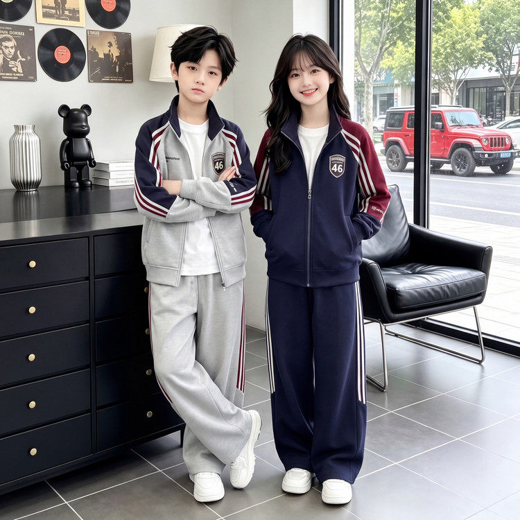 女童套装春秋季2026新款中大童休闲拉链外套女孩卫衣运动裤两件套