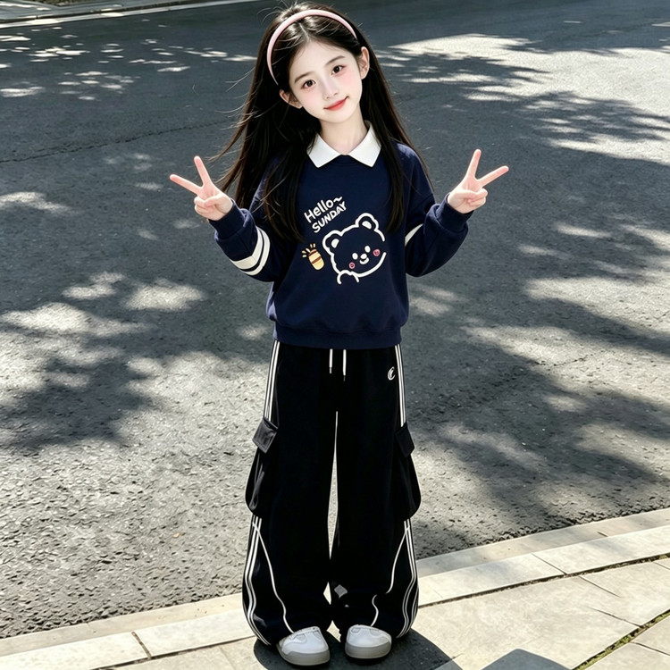 女童卫衣套装2026新款秋季初中生女孩洋气潮流两件套儿童大童秋装