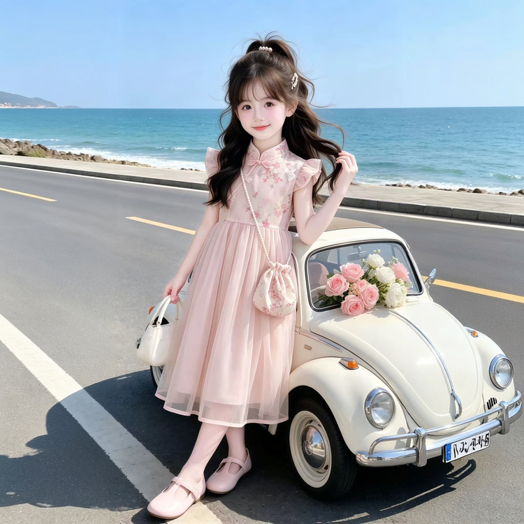 女童国风连衣裙夏季2026新款儿童新中式裙子女大童夏装汉服旗袍裙