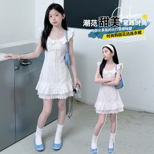 学院风夏日初恋系小白裙短款小个子巨好看短裙子飞飞袖甜美连衣裙