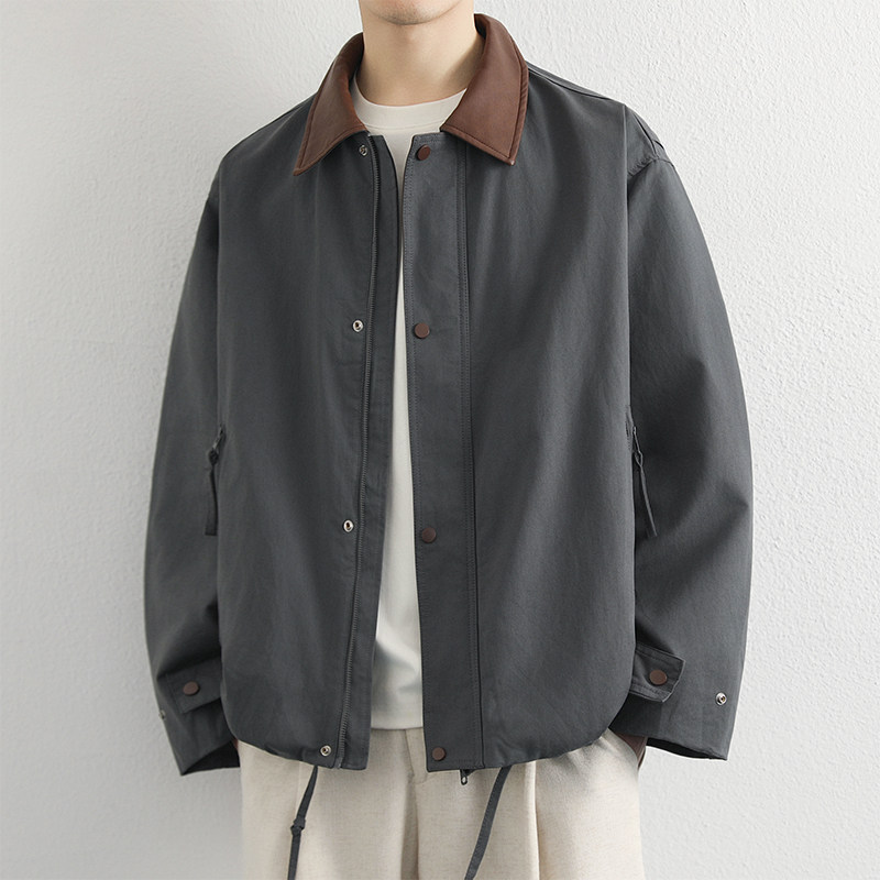 巴恩风夹克男飞行宽松休闲复古时尚美式工装翻领外套秋季