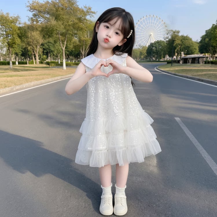 2026女童连衣裙女孩婚纱蓬蓬公主裙儿童洋气生日裙子宝宝裙