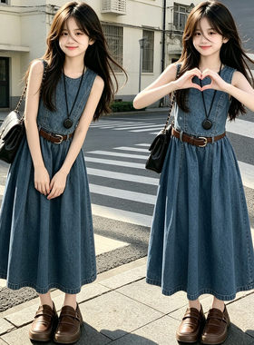 孩子棉弹牛仔布无帽淑女女套装
