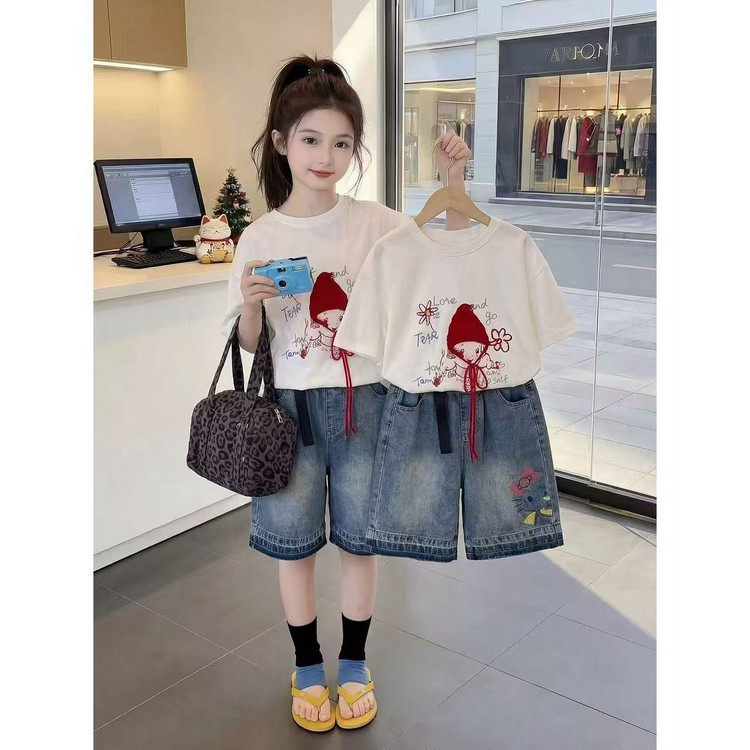 女童夏季小红帽短袖T恤2026新款洋气夏装女孩夏慵懒宽松半袖上衣