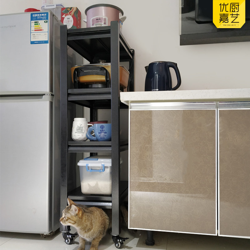 厨房置物架落地多层收纳架夹缝家用储物架层架带轮微波炉烤箱架子_虎窝淘