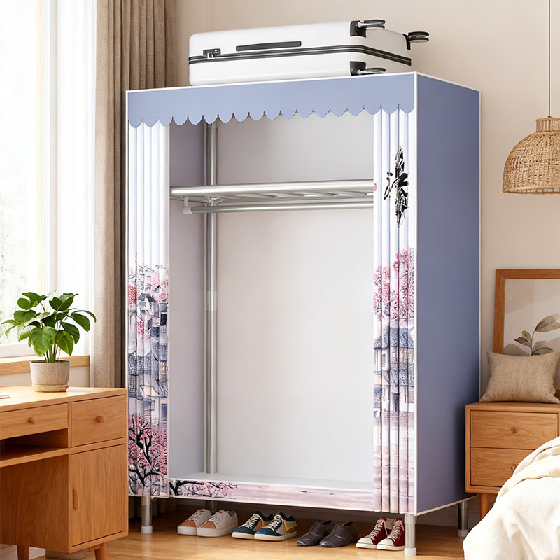 简易衣帽架防尘加厚全钢架出