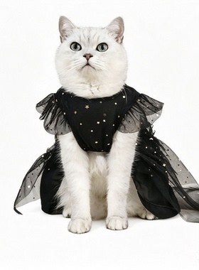 猫咪黑色纱纱裙宠物圈狗狗猫猫服饰蓬蓬纱裙胸背高端礼服裙婚纱