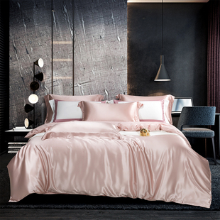 真丝四件套100%桑蚕丝高端丝绸裸睡定制床单被套天丝床上用品套件