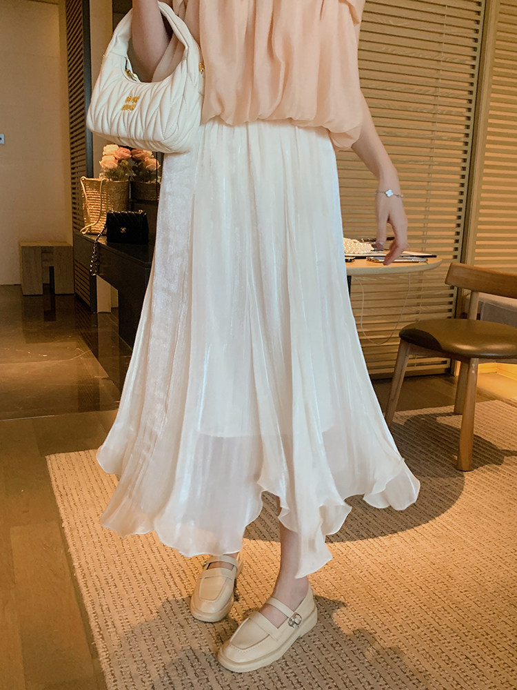 安璃 ANLI 珠光感时髦拼接鱼尾高腰半身裙气质优雅百搭长裙新款,女装/女士精品,半身裙,淘宝优惠券,粉丝福利购,淘宝优惠卷