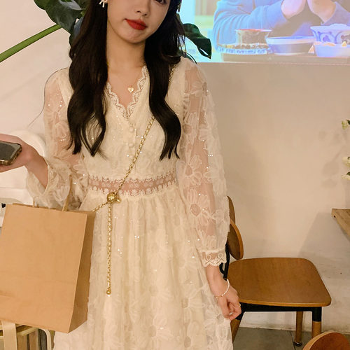 亮片网纱仙气连衣裙春