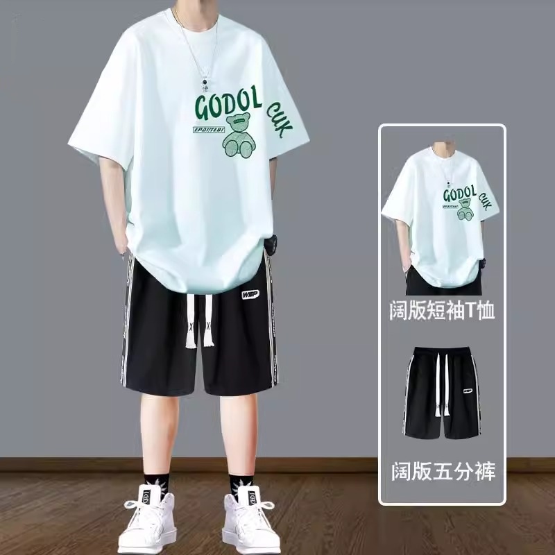 休闲运动套装男夏季潮牌