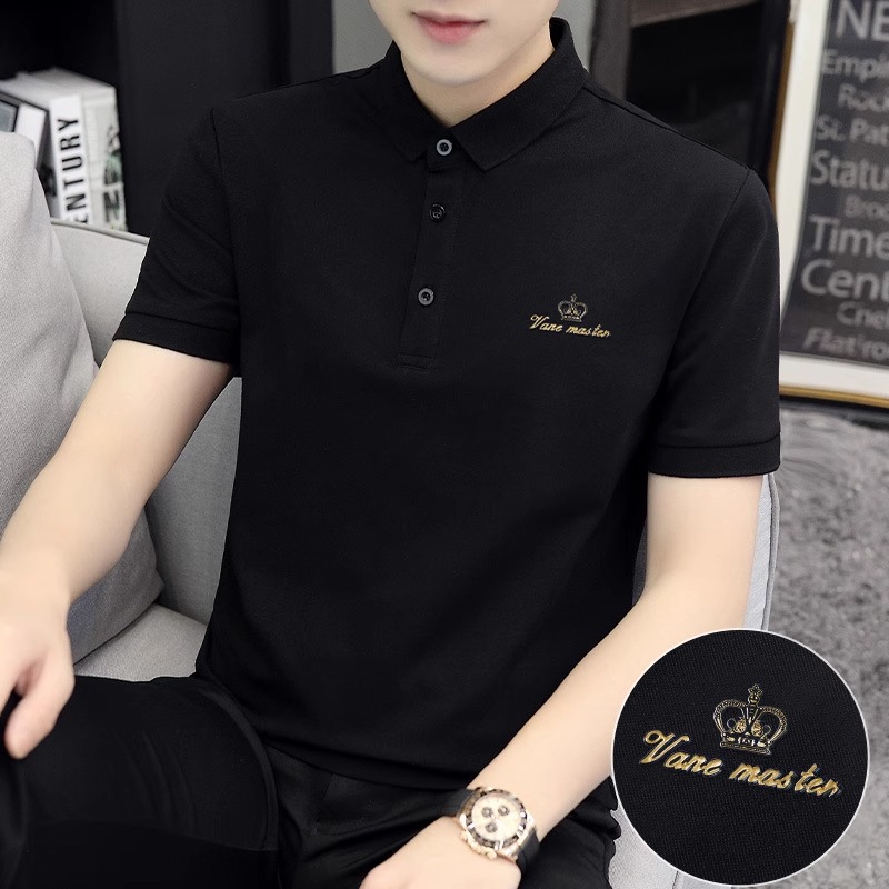 潮牌冰丝polo衫男短袖夏