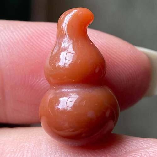 没有孔的天然九口南红玛瑙柿子红葫芦diy配件挂饰吊坠