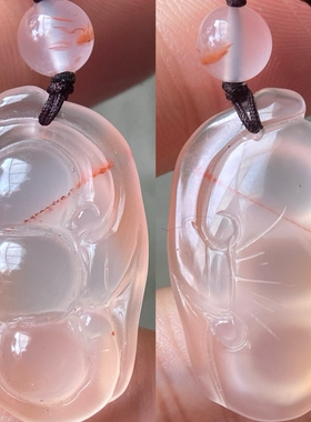 天然川料南红玛瑙四季豆吊坠雕件   冰飘雕刻挂饰项坠