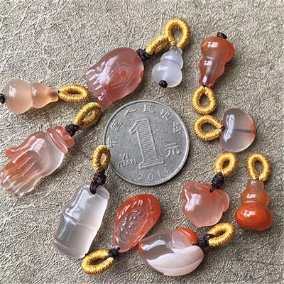 天然九口南红玛瑙荔枝冻冰飘宝瓶三角形寿桃吊坠提溜DIY配件360