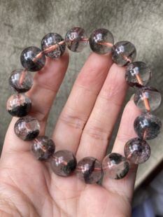 13毫米天然幽灵异象 铁皮聚宝盆满天星千层塔幽灵水晶石手链手串