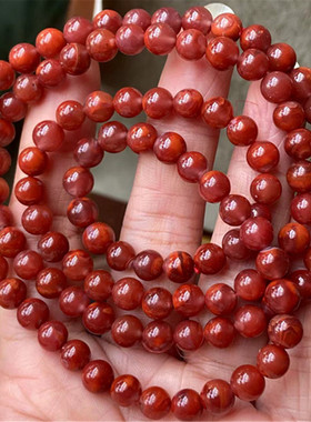 6.4毫米天然南红玛瑙九口火焰纹手串diy玫瑰红多圈手链