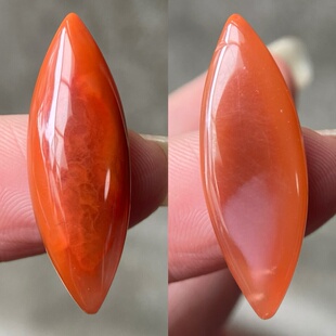 31.36*10.89MM毫米天然四川九口南红玛瑙马眼戒面 柿子红玉石戒指