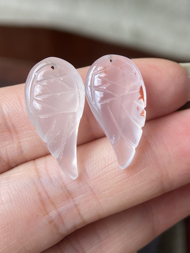 天然九口南红玛瑙荔枝冻冰飘小翅膀吊坠小提溜一对 diy挂饰