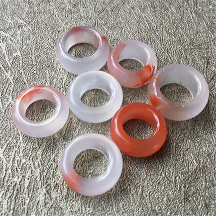 内径7~8毫米天然南红玛瑙九口料冰飘跑环 DIY 781