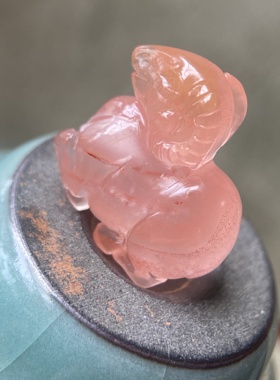 天然九口南红玛瑙冰飘水红立体小羊吊坠diy小挂件生肖雕刻