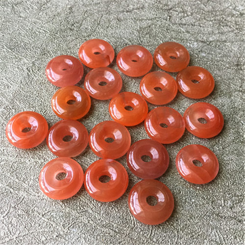 10mm 天然川料南红玛瑙樱桃红水红平安扣小环玉石DIY配饰161