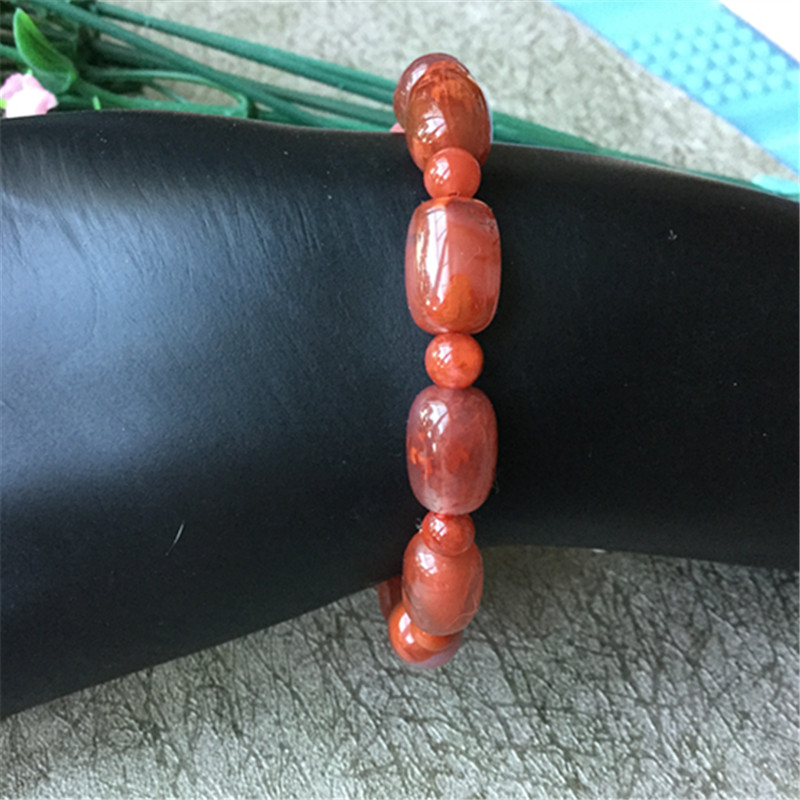 天然川料南红玛瑙手串 火焰红冰飘。玉石桶珠念珠手链2
