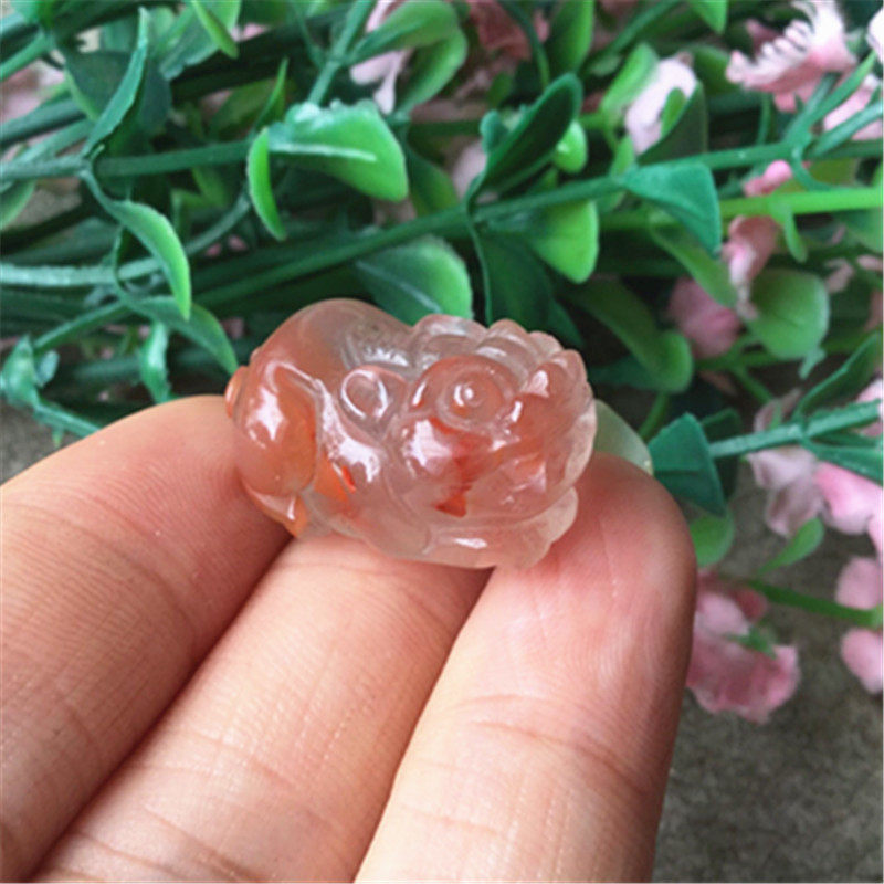 天然川料南红玛瑙荔枝冻.冰飘红小貔貅背云.吊坠项坠挂