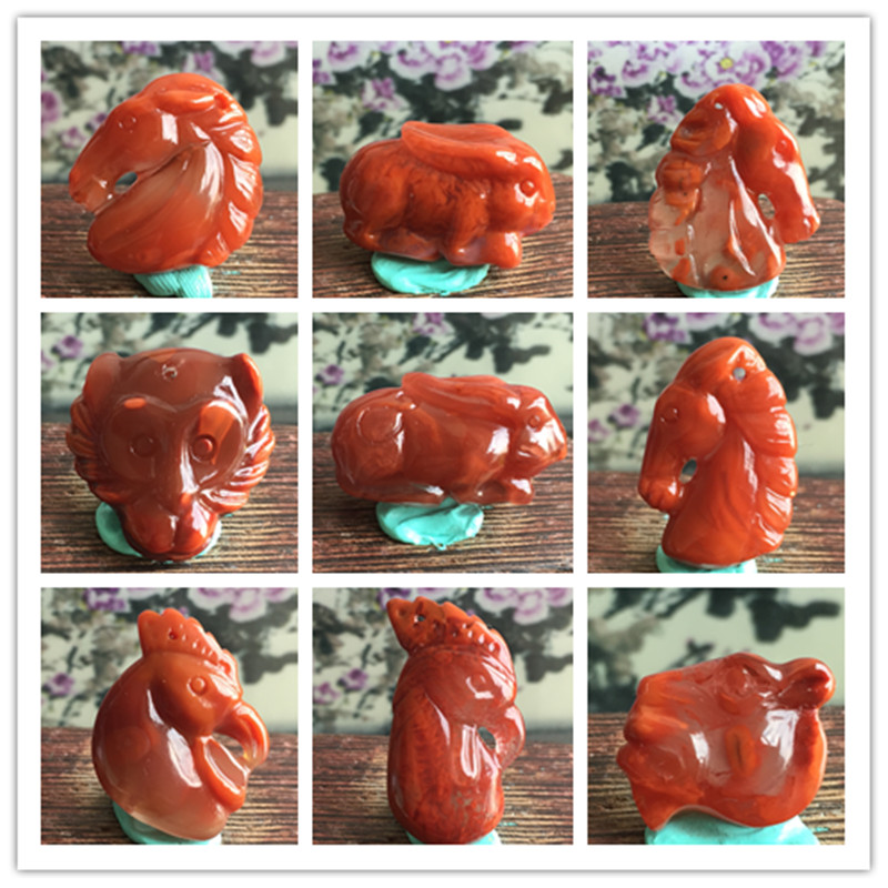 天然凉山南红玛瑙十二生肖雕件鼠牛虎兔龙蛇马羊猴鸡狗猪吊坠231