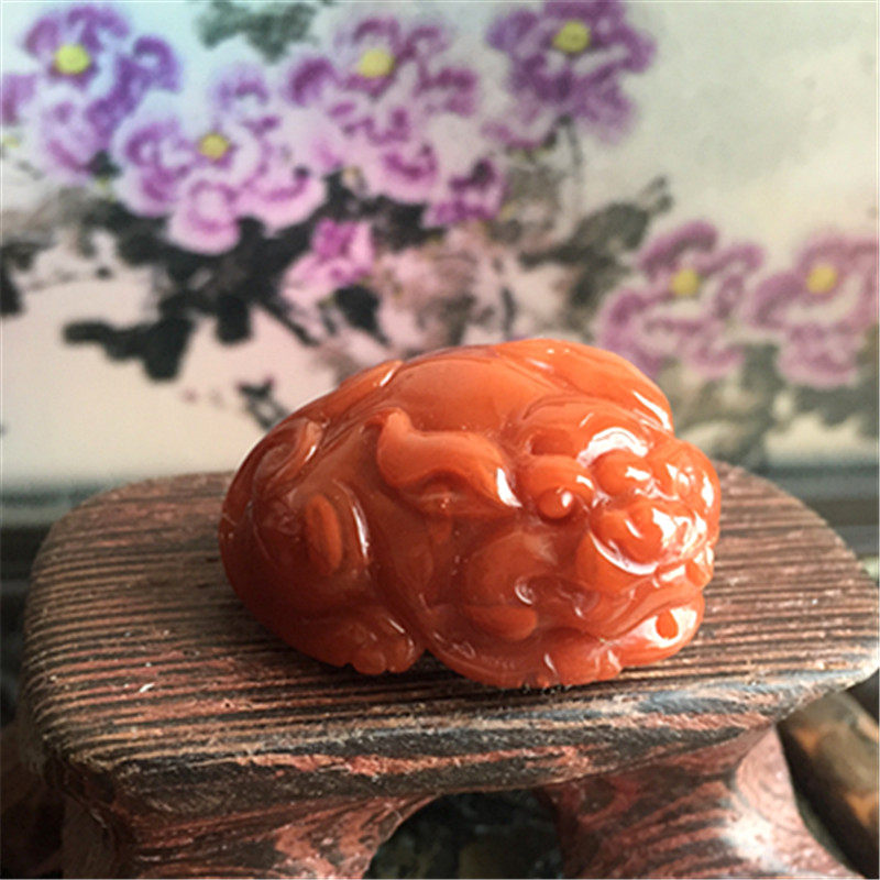 天然川料南红玛瑙貔貅吊坠雕件 瑞兽雕刻挂饰项坠