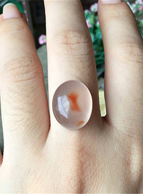 16.57*13.35MM天然川料南红玛瑙吊坠冰飘 草花戒面 可镶嵌戒指