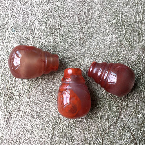南红玛瑙柿子红火焰纹连体小三通
