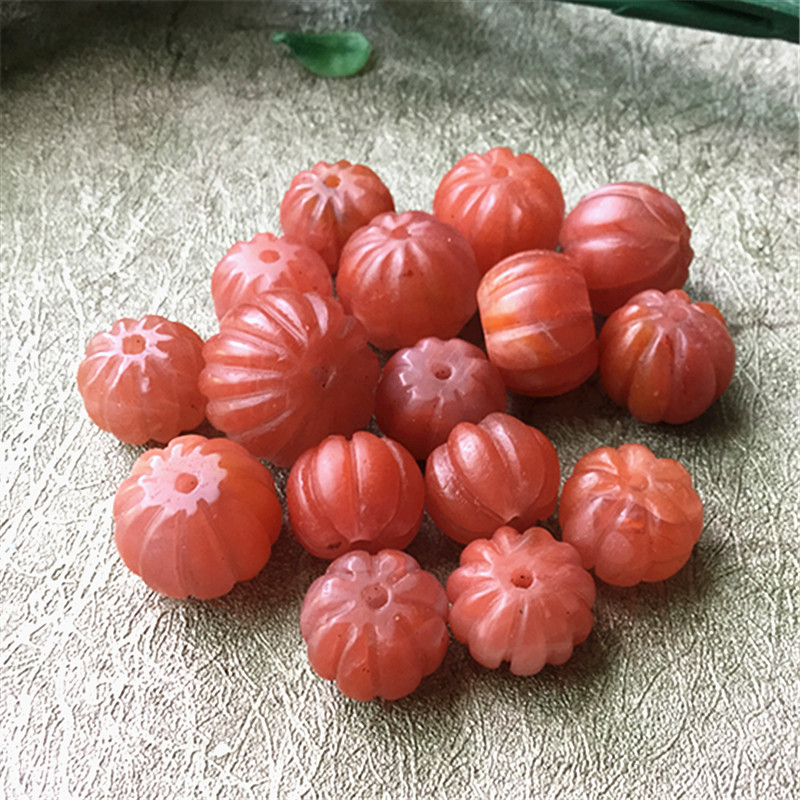 特价天然保山南红玛瑙南瓜珠桶珠散珠隔珠星月菩提配饰 76