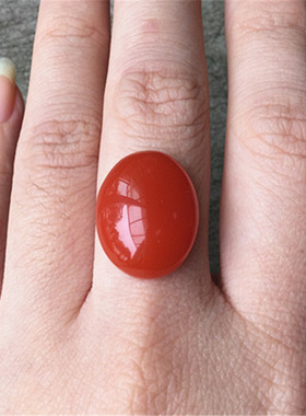 19.01*14.97MM天然四川联合南红玛瑙戒面 樱桃红玉石戒指